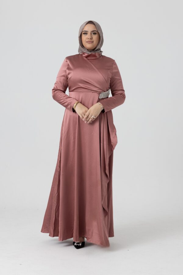 Jamilah Satin Dress Pink - Image 3