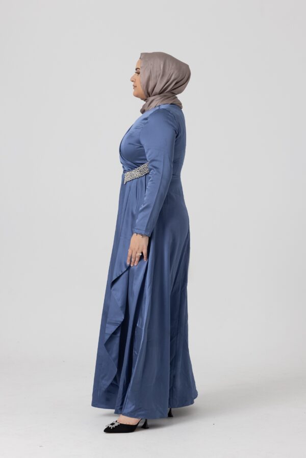 Jamilah Satin Dress Blue - Image 2