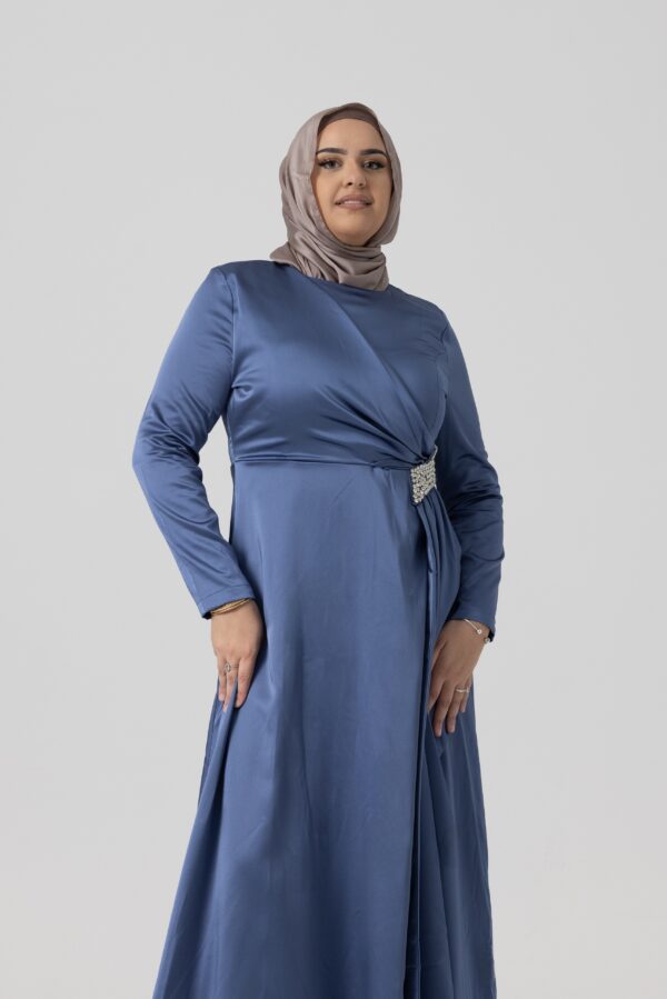 Jamilah Satin Dress Blue - Image 5